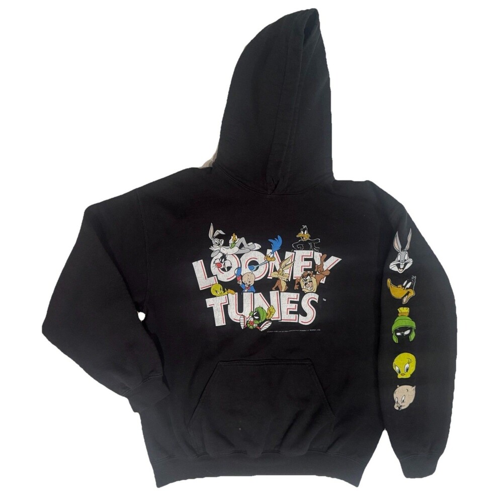 VTG LOONEY TUNES Bugs TAZ Daffy Tweety And More Hooded Sweatshirt Hoodie MED